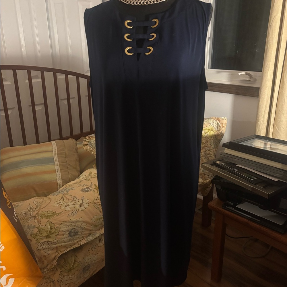 Michale Kors women’s sleeveless grommet dress-Navy Blue size XXL